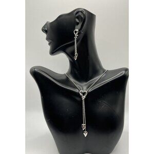 Heart Pendant Necklace & Earrings Set In 925 Silver